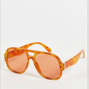 Reclaimed Vintage Inspired Unisex Oversized Aviator Sunglasses in Orange